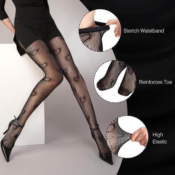 3 Pairs High Waist Fishnet Patterned Tights Fishnet Opaque Pantyhose for Women - Picture 3 of 7